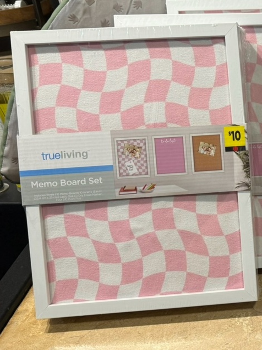 TrueLiving Pink Checkerboard Memo Board - Framed Wall Accent